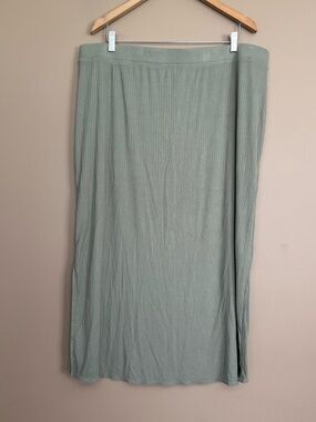 {Haven Well Within} Ribbed Knit Midi Skirt in Sage Green - Womens XXL